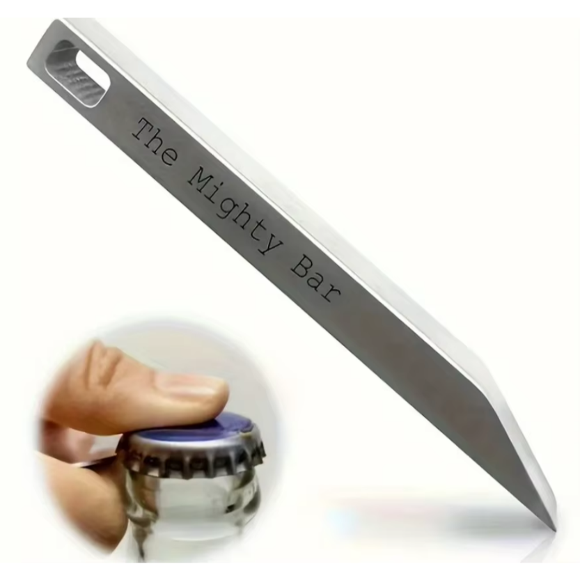 Edc Carry Pocket Knife - มีดพกพาและที่เปิดขวด Mighty Bar - พวงกุญแจสแตนเลสสตีลแบบหนาพิเศษ, อุปกรณ์อเนกประสงค์