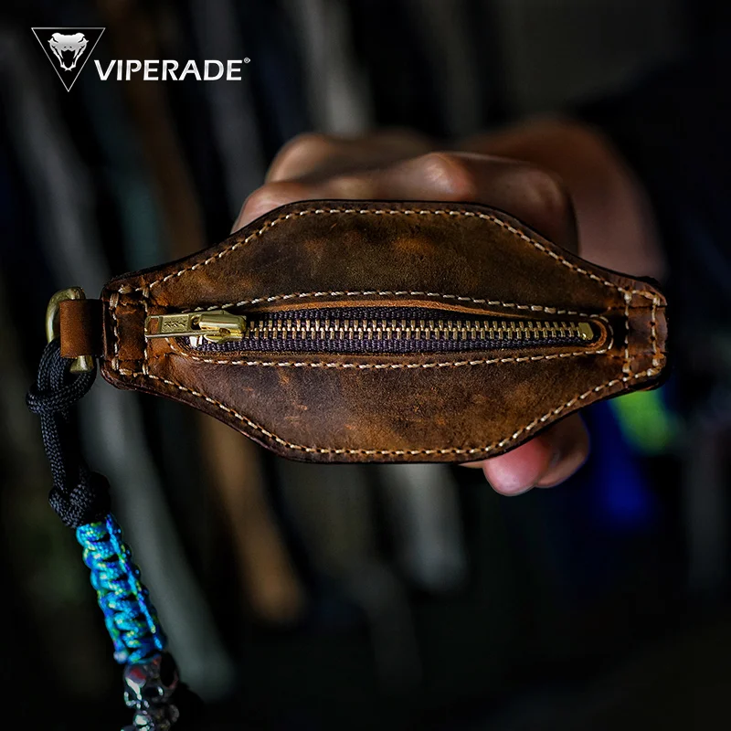 Edc Carry Coins - ​ กระเป๋าสตางค์ VIPERADE PJ10 Slapjack, กระเป๋าใส่เหรียญหนังขนาดกะทัดรัดและที่ใส่กุญแจพร้อมซิปสำหรับผู้ชายสำหรับพกพาในชีวิตประจำวัน