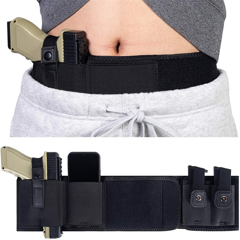 Edc Carry Gun - ซองปืนพกแบบคาดเอว ซองปืนพกแบบซ่อน ซองปืนพกแบบคาดเอวพร้อมช่องใส่แม็กกาซีน สายคาดเอวอเนกประสงค์สำหรับกิจกรรมกลางแจ้งและการล่าสัตว์