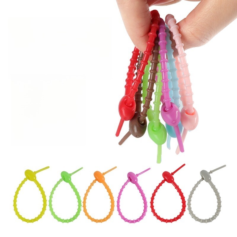Cable Winder Keychain - สายรัดซิลิโคนอเนกประสงค์ 5 ชิ้น สีสุ่ม อุปกรณ์งานฝีมือ DIY
