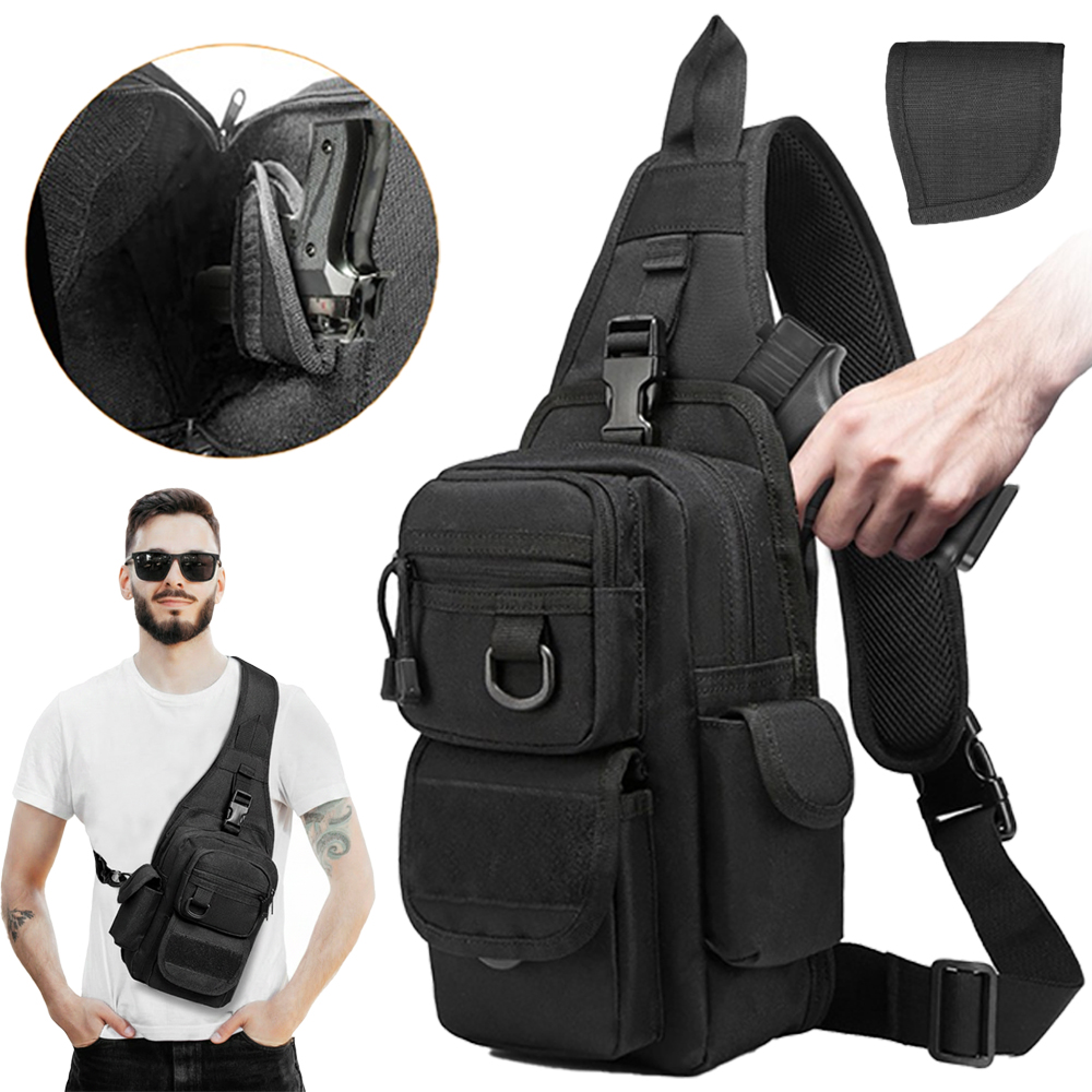 Edc Carry Gun - กระเป๋าปืนพกพาแบบยุทธวิธี กระเป๋าใส่ปืนแบบซ่อน กระเป๋าสะพายข้าง กระเป๋าเป้สะพายไหล่ กระเป๋าคาดอก พร้อมซองปืนพกพา