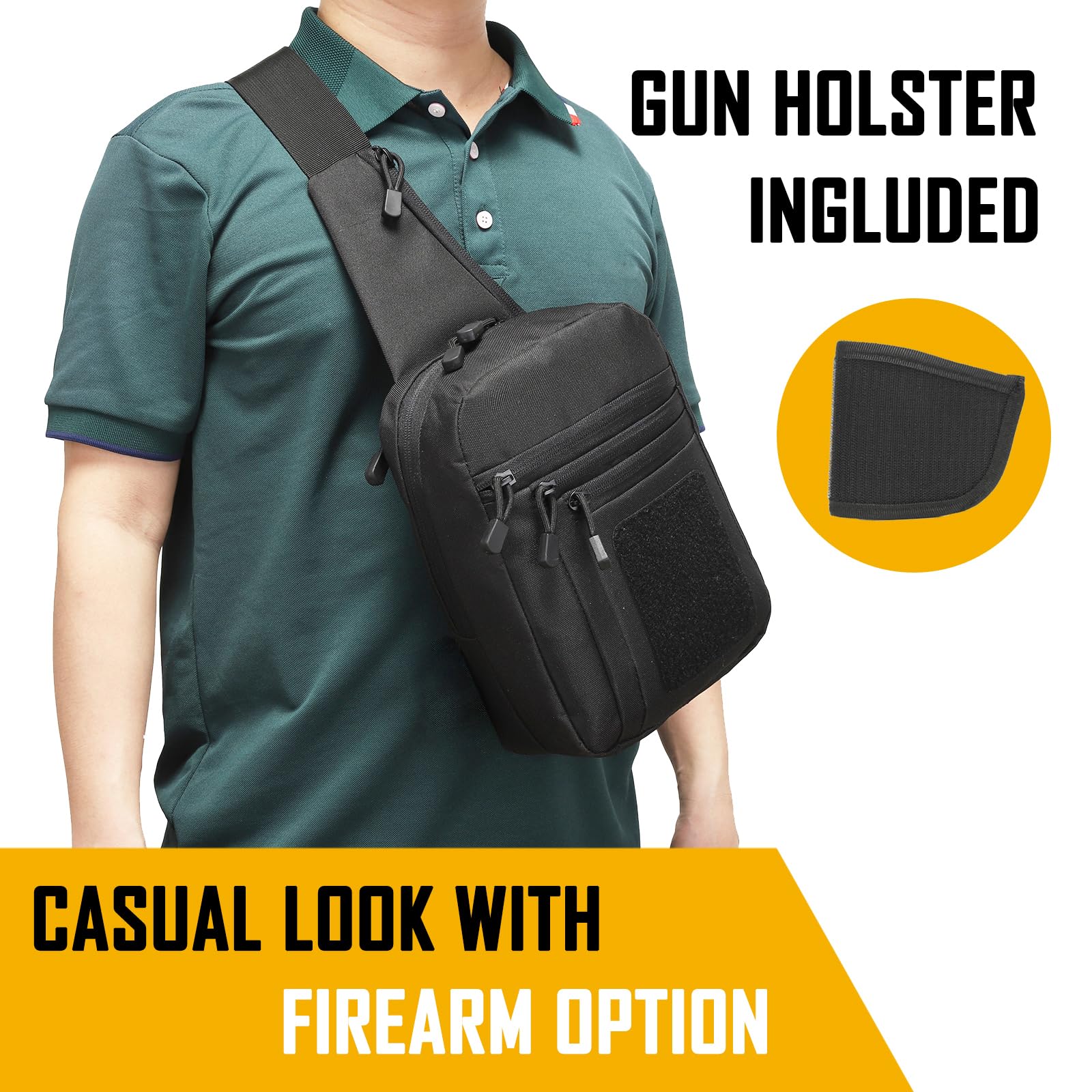 Edc Carry Holster - กระเป๋าคาดอกแบบซ่อนปืนสำหรับผู้ชาย, กระเป๋าสะพายข้างแบบซ่อนปืน, กระเป๋า EDC, กระเป๋าสะพายไหล่ไนลอนคุณภาพสูง, กระเป๋าคาดอกสำหรับปืนพก