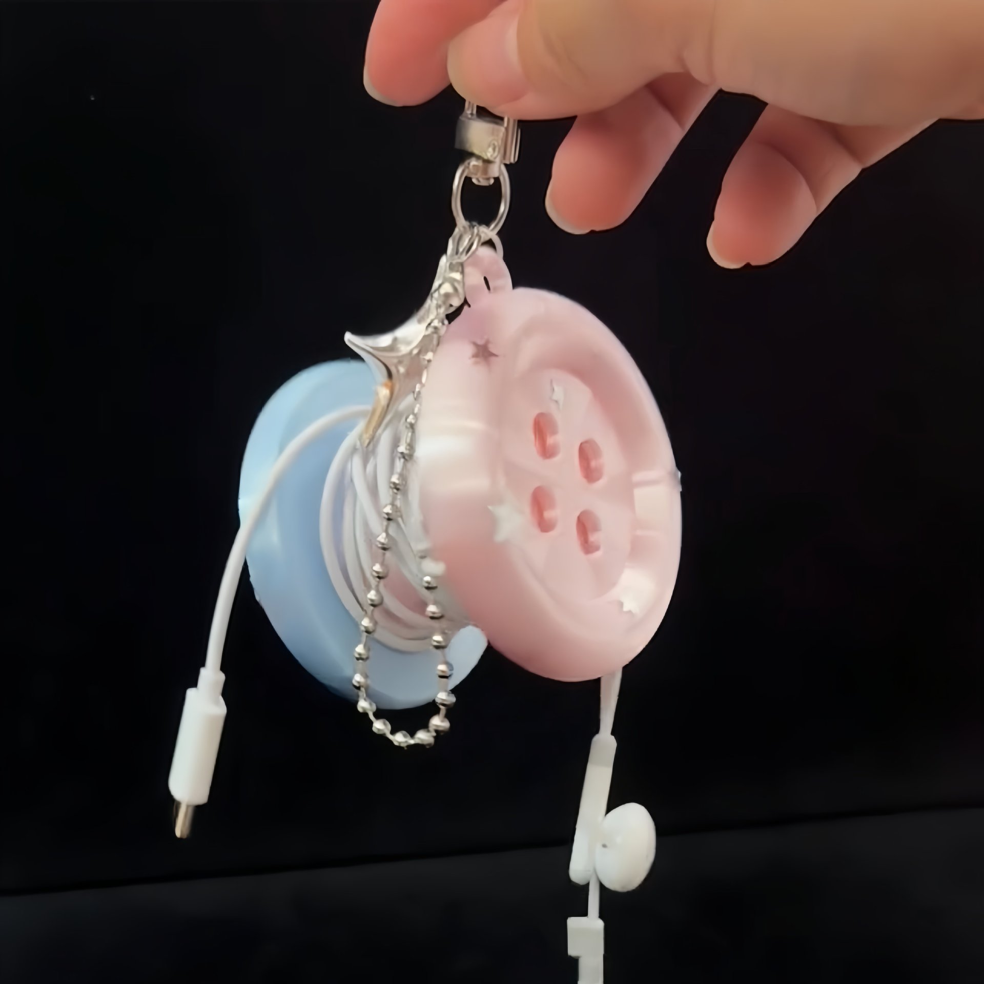 พวงกุญแจรูปดาวกลม 3D น่ารัก ที - Cable Winder Keychain บทวิจารณ์และราคา