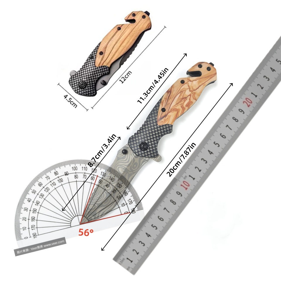มีดพับลายดามัสกัส ใบมีดสแตนเลส - Edc Carry Pocket Knife บทวิจารณ์และราคา